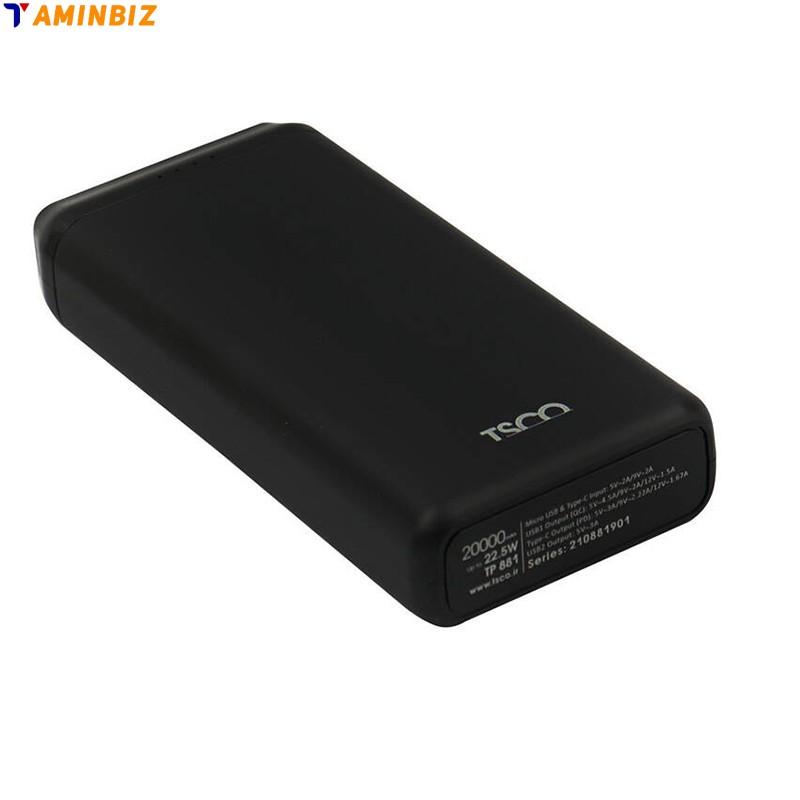 پاوربانک 22.5 وات تسکو مدل TP881 ظرفیت 20000 میلی آمپر ساعت